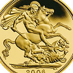 2006 Gold Proof Half-Sovereign depicting Saint George.