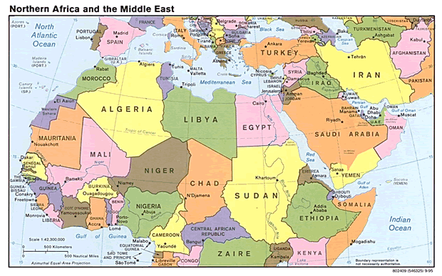 North Africa and The Middle East Map
