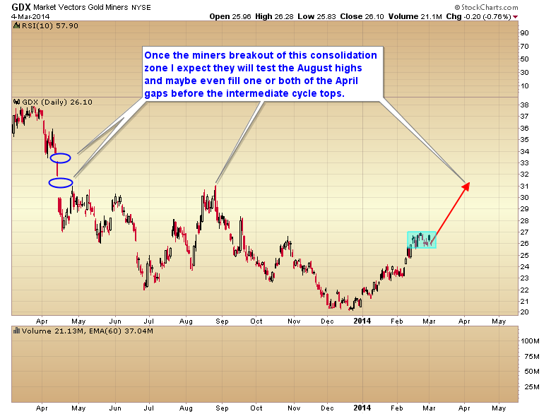 Market Vectors Gold Miners Daily Chart