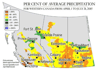 Percent of Average Precipitation Western Canada