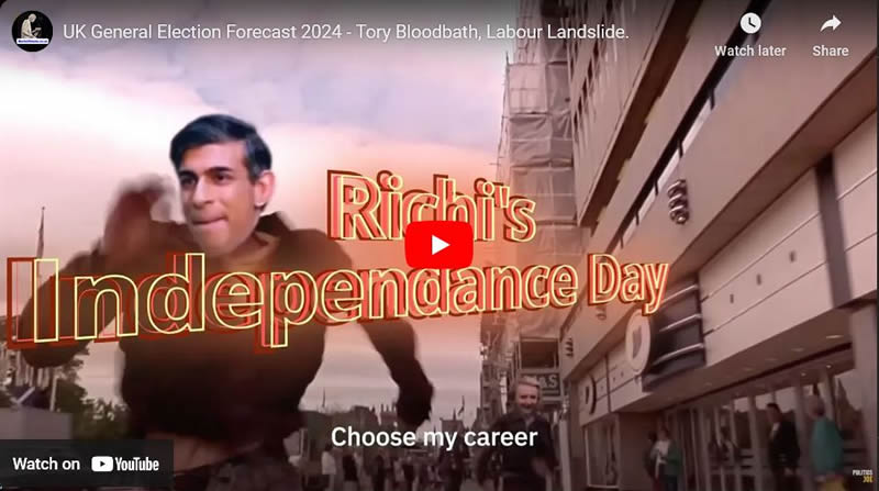 Clown Rishi Delivers Tory Election Bloodbath, Labour 400+ Seat Landslide