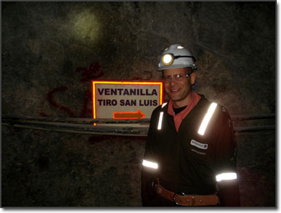 Brent Harmes in a silver mine